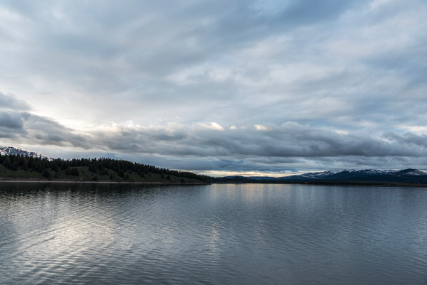 Jackson Lake — A quiet, silver evening settles over Jackson Lake in Grand Teton National Park
