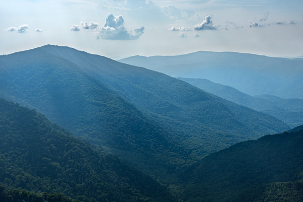 Smoky Mountain Blue — Haze softens ridge after ridge of blue mountains in the Great Smokies, Tennessee
